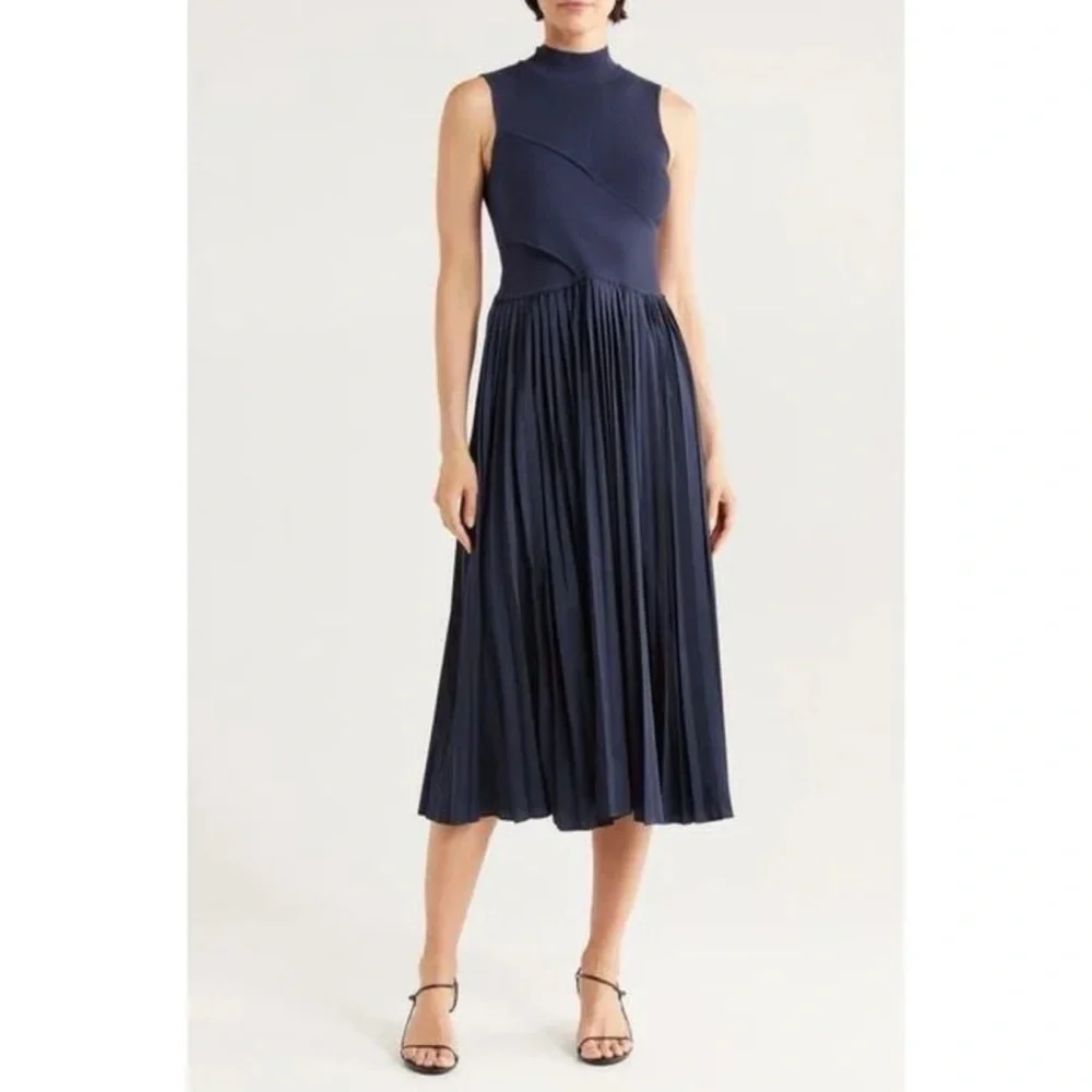 mock neck pleated sweater dress Ann Taylor Petite Mock Neck Pleated Sweater Dress In Precious Emerald